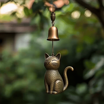 Handgefertigtes Retro-Katzen-Windspiel