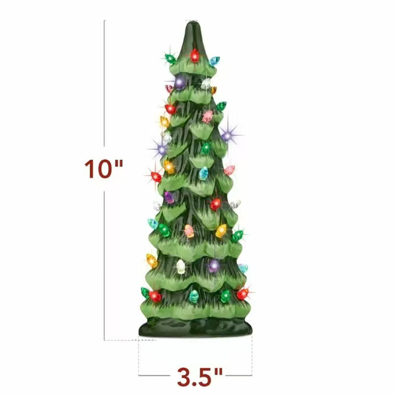 Ručně malovaný keramický vánoční stromeček s LED osvětlením, předem nasvícený🎄