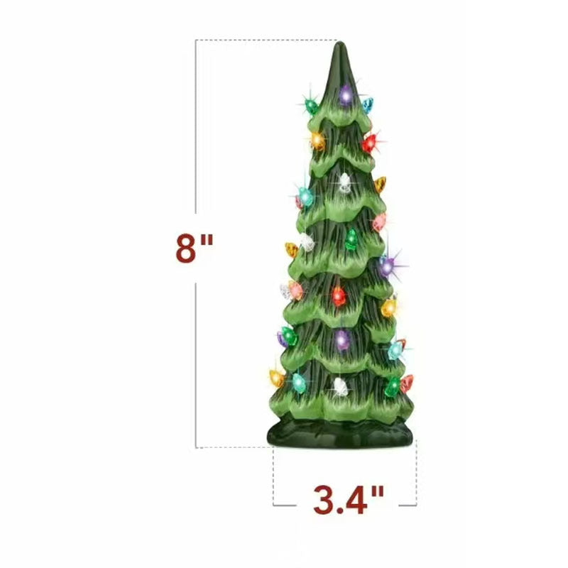 Ručně malovaný keramický vánoční stromeček s LED osvětlením, předem nasvícený🎄
