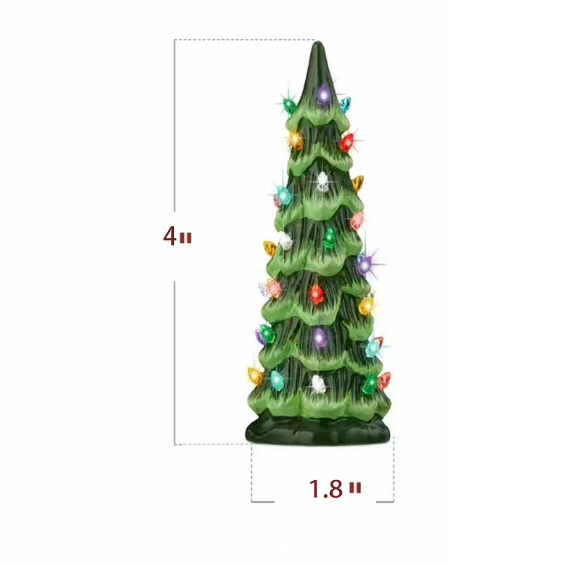 Ručně malovaný keramický vánoční stromeček s LED osvětlením, předem nasvícený🎄