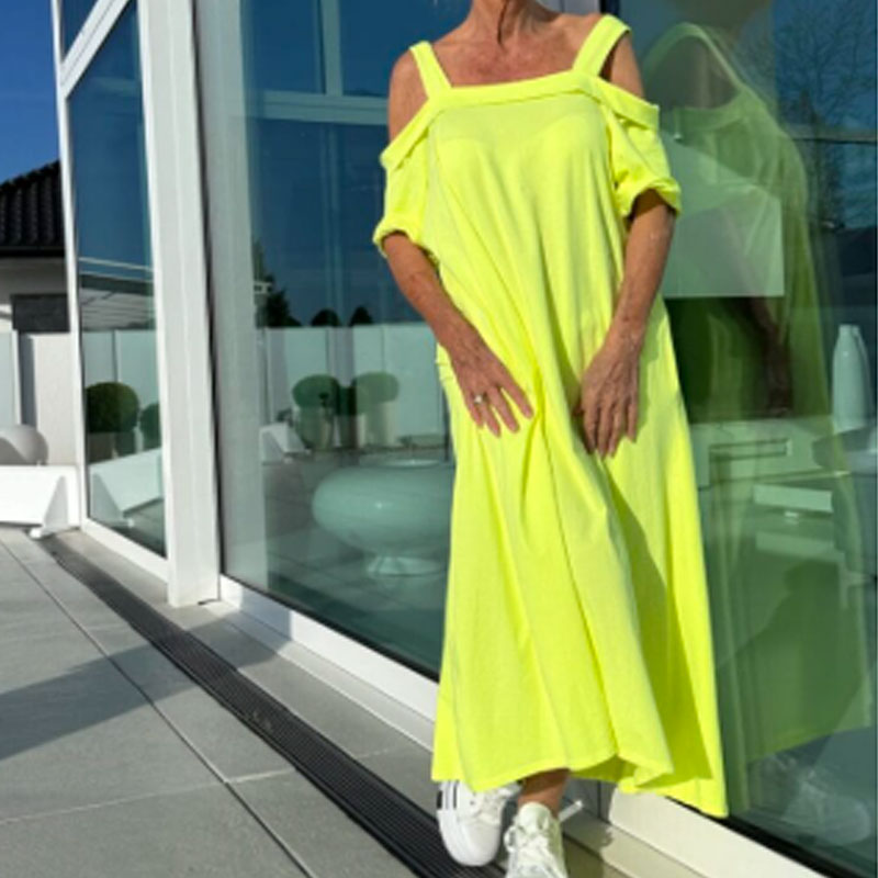 🌴Casual Vrouwen Maxi Jurk met Koude Schouder