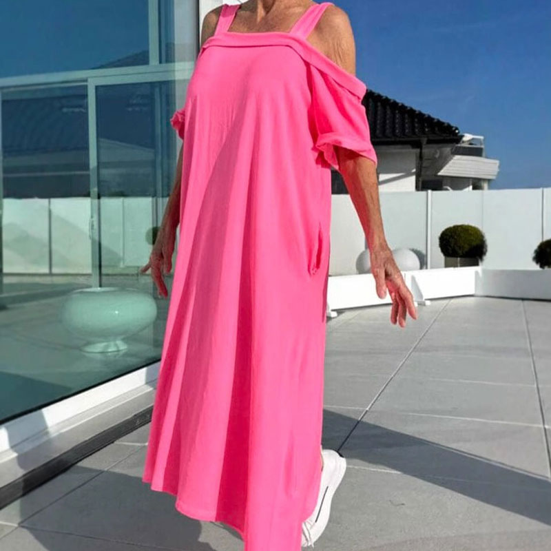 🌴Casual Vrouwen Maxi Jurk met Koude Schouder