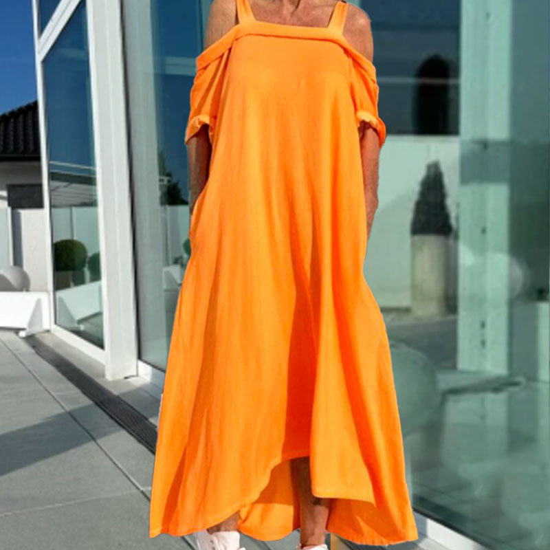 🌴Casual Vrouwen Maxi Jurk met Koude Schouder