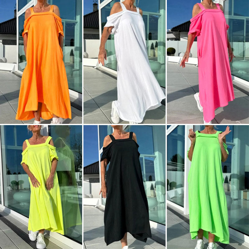 🌴Casual Vrouwen Maxi Jurk met Koude Schouder