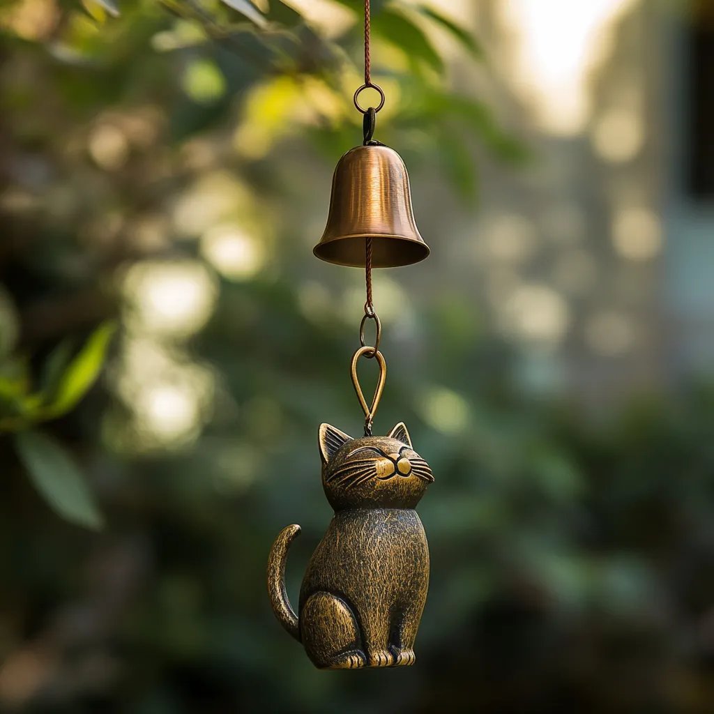 Handgefertigtes Retro-Katzen-Windspiel