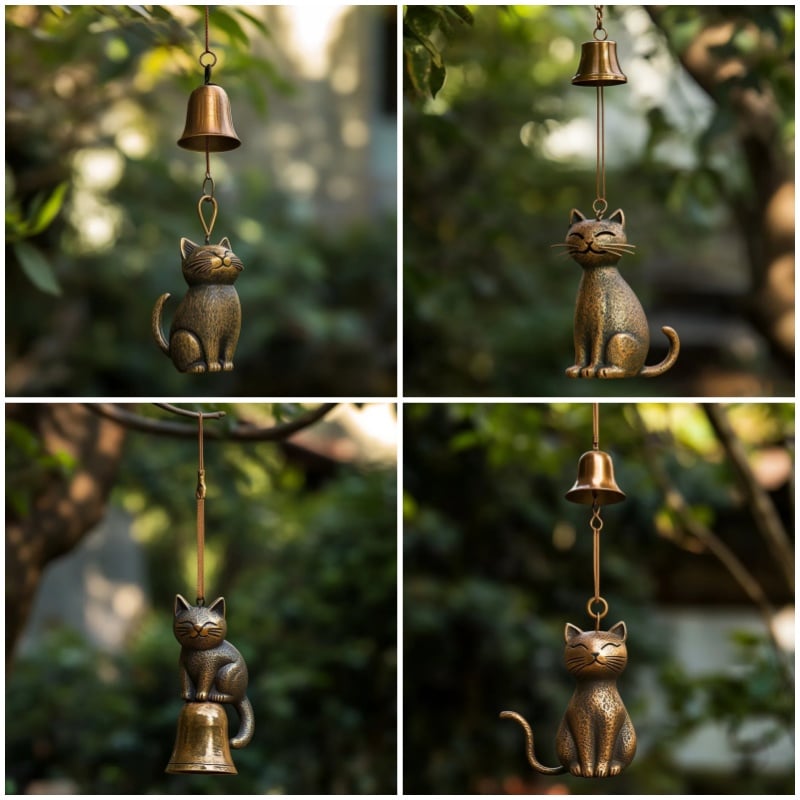 Handgefertigtes Retro-Katzen-Windspiel