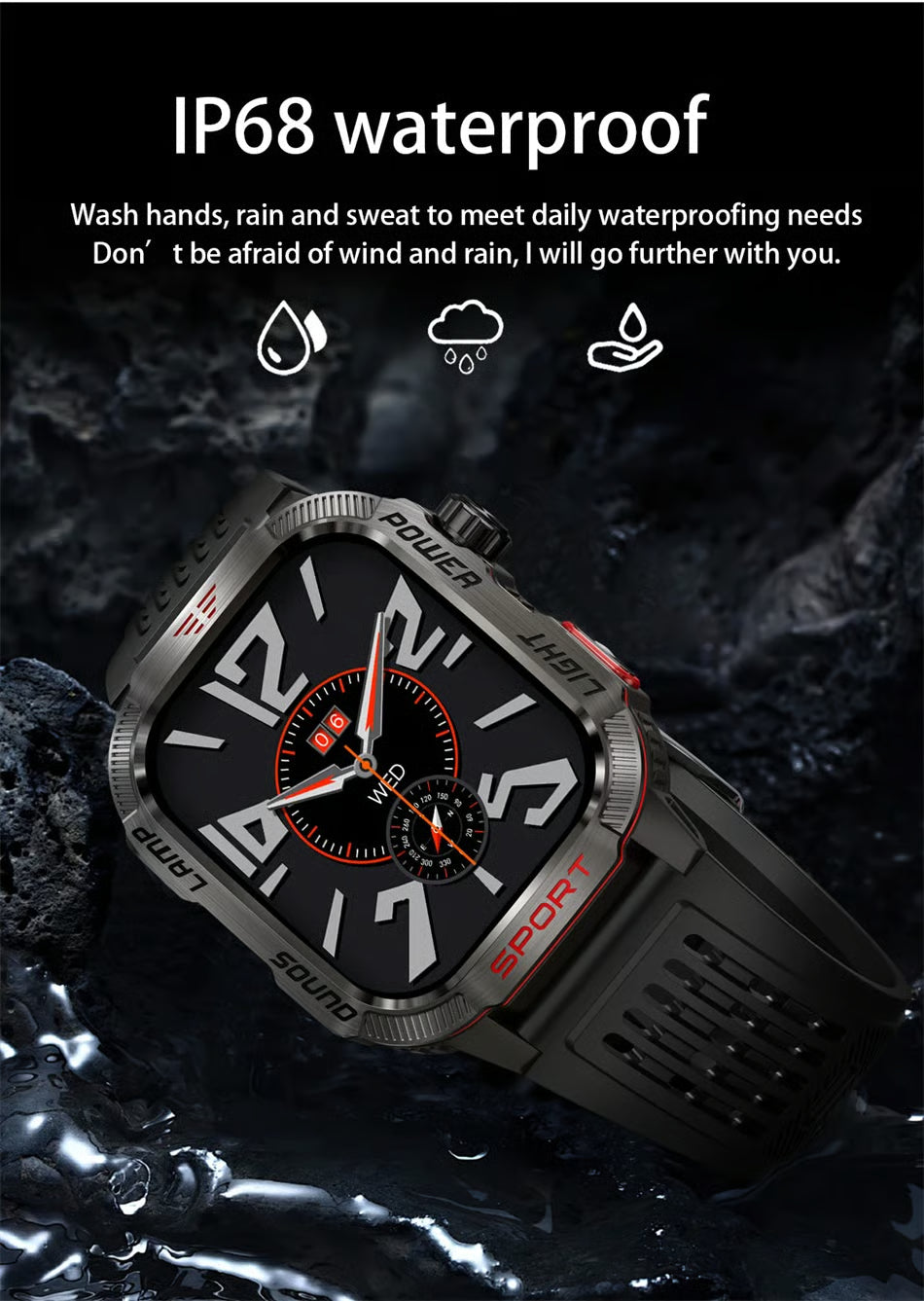 Vojenské outdoorové sportovní chytré hodinky pro muže pro Android a iOS