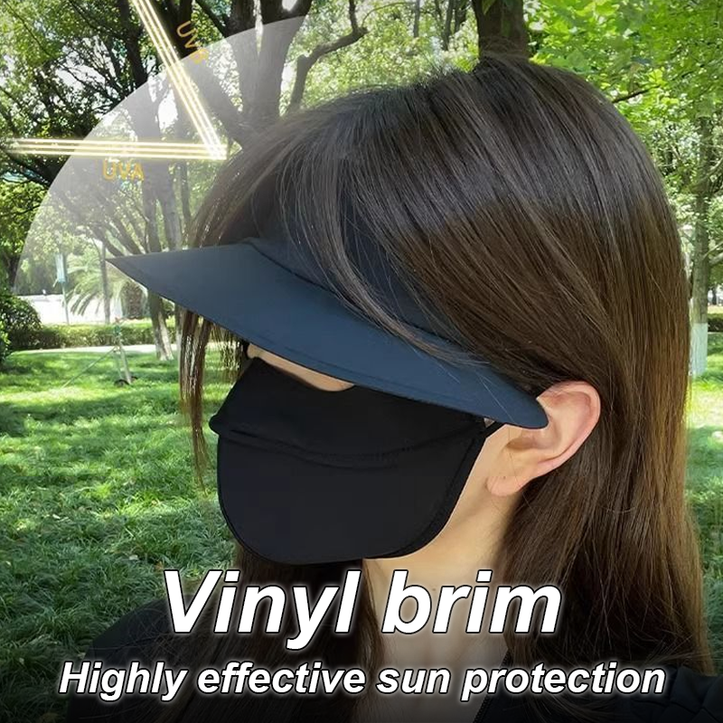 Black Vinyl Full-Face Outdoor Sun Protection Hat