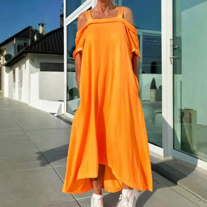 🌴Casual Vrouwen Maxi Jurk met Koude Schouder