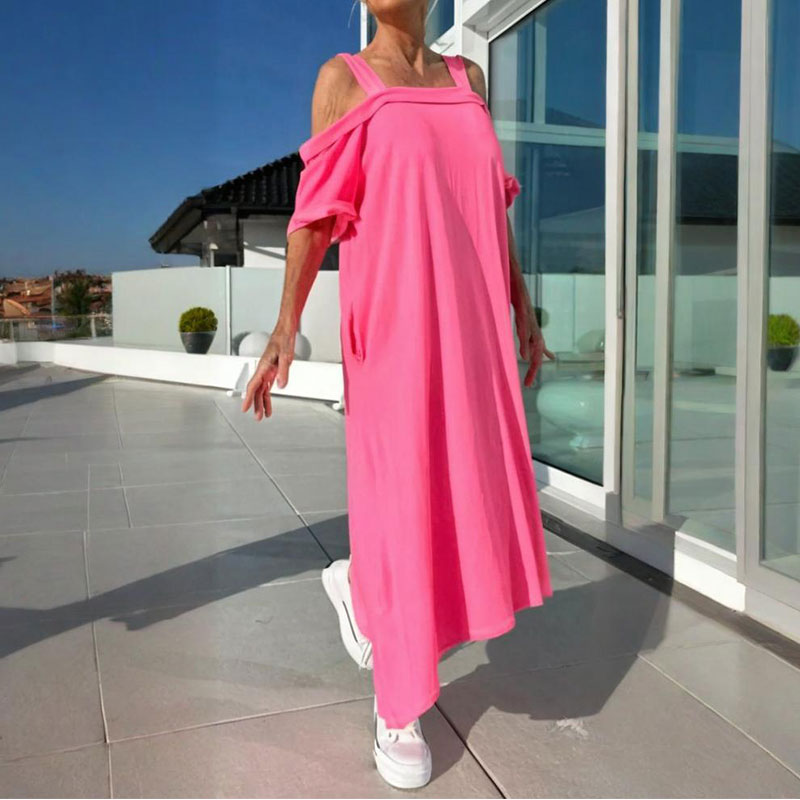 🌴Casual Vrouwen Maxi Jurk met Koude Schouder