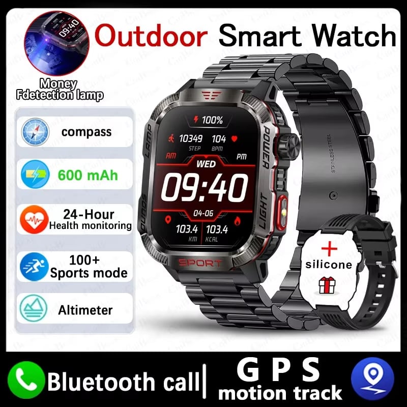 Vojenské outdoorové sportovní chytré hodinky pro muže pro Android a iOS