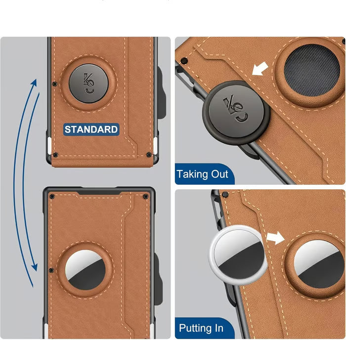 🔥✨Peníženka pro muže – s vyskakovacím hliníkovým pouzdrem, sponou na bankovky, tenkými koženými přihrádkami, držákem na kreditní karty, blokováním RFID, minimalistická peněženka s dvojitým překlope