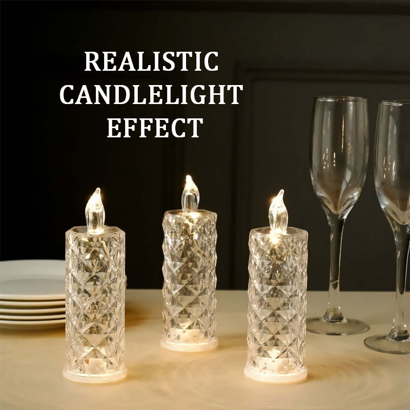 Svíčka Crystal Rose Candle Light – romantická záře bez nepořádku