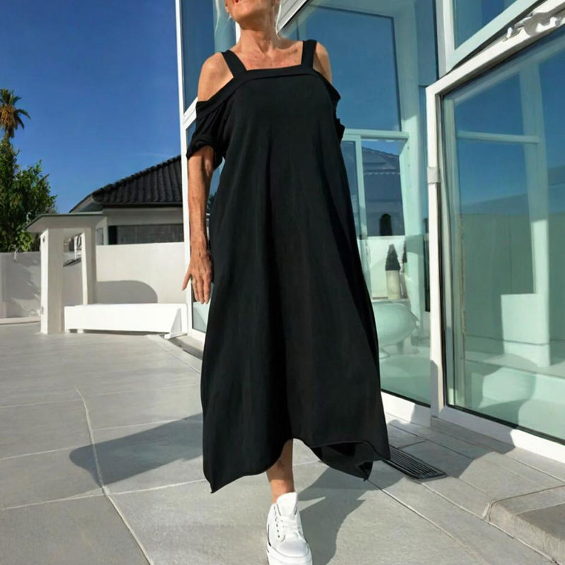 🌴Casual Vrouwen Maxi Jurk met Koude Schouder