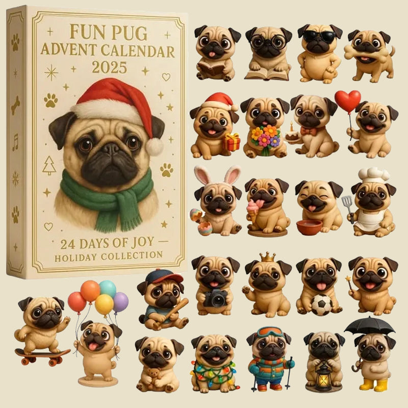 🐾🎄 Zábavný adventní kalendář s mopslíky 2025