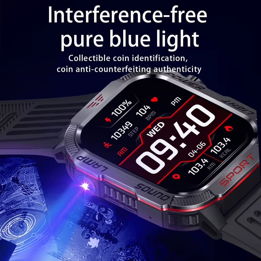 Vojenské outdoorové sportovní chytré hodinky pro muže pro Android a iOS