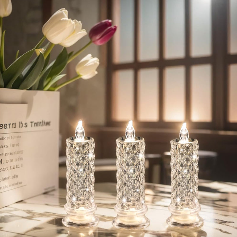 Svíčka Crystal Rose Candle Light – romantická záře bez nepořádku