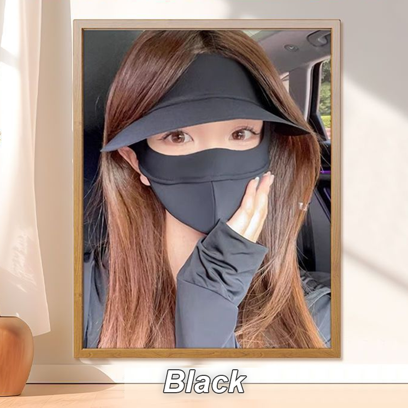 Black Vinyl Full-Face Outdoor Sun Protection Hat