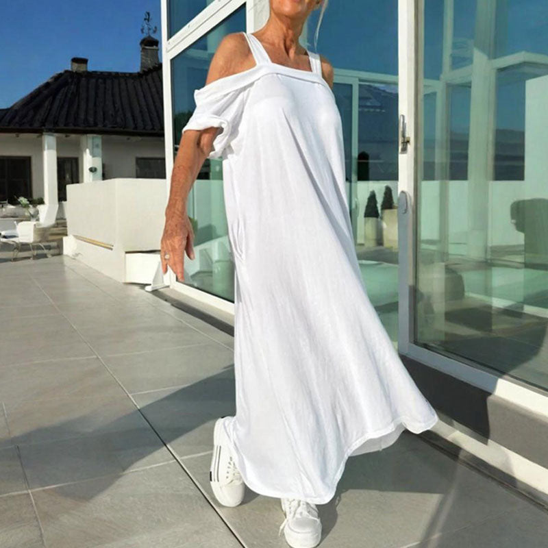 🌴Casual Vrouwen Maxi Jurk met Koude Schouder