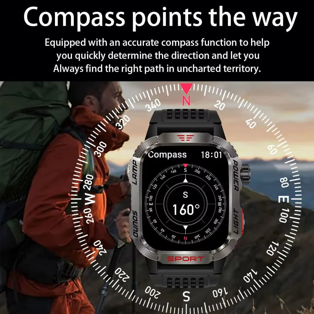 Vojenské outdoorové sportovní chytré hodinky pro muže pro Android a iOS
