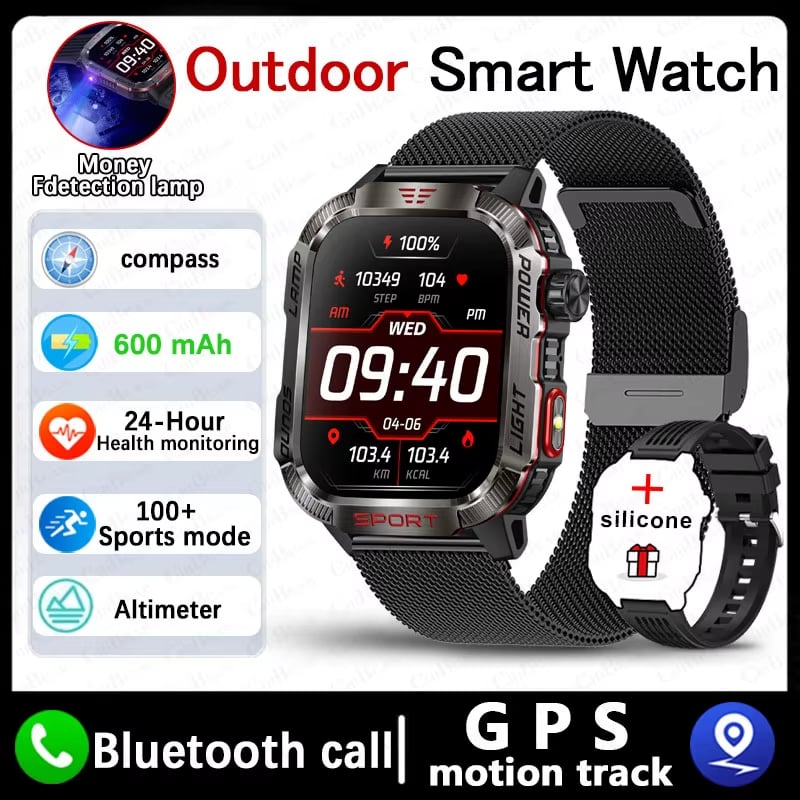 Vojenské outdoorové sportovní chytré hodinky pro muže pro Android a iOS
