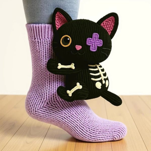 Útulné 3D pletené ponožky se zvířátky