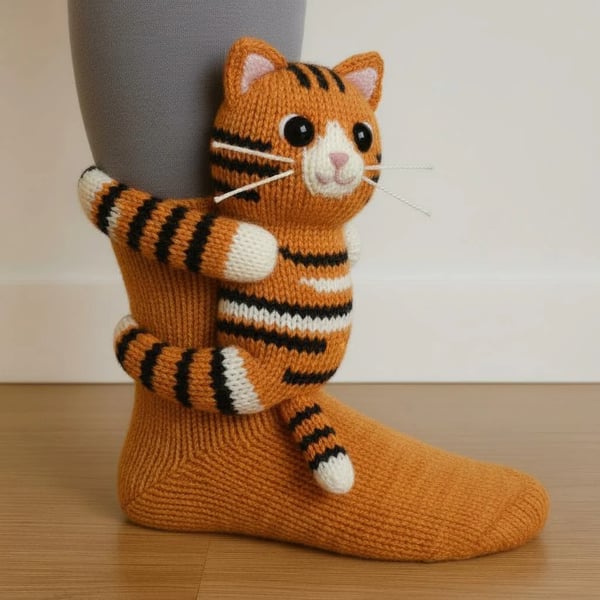 Útulné 3D pletené ponožky se zvířátky