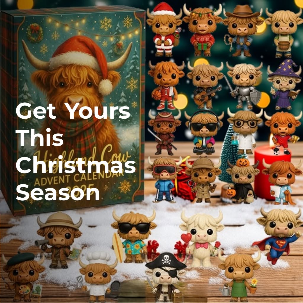 Adventní kalendář Highland Cow 2025 🐮🎄 – 24 dní překvapení