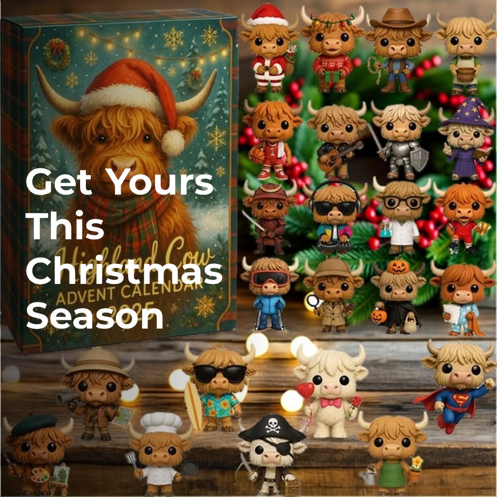 Adventní kalendář Highland Cow 2025 🐮🎄 – 24 dní překvapení