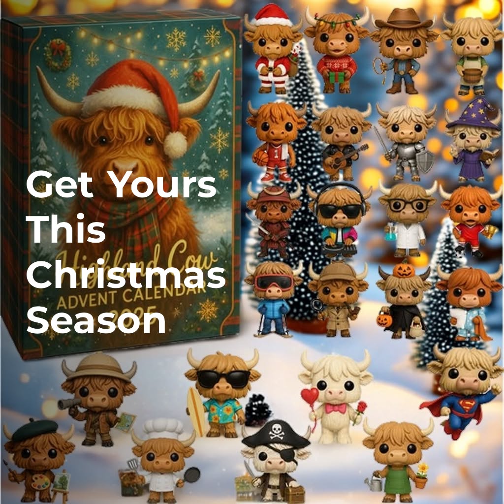Adventní kalendář Highland Cow 2025 🐮🎄 – 24 dní překvapení