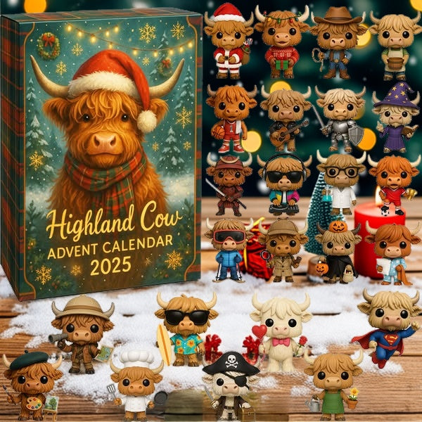 Adventní kalendář Highland Cow 2025 🐮🎄 – 24 dní překvapení