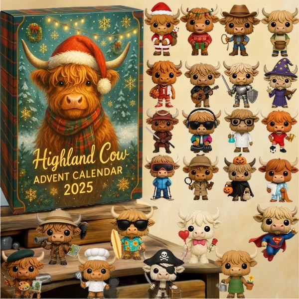 Adventní kalendář Highland Cow 2025 🐮🎄 – 24 dní překvapení