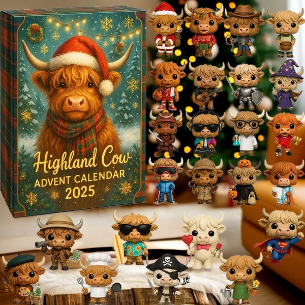 Adventní kalendář Highland Cow 2025 🐮🎄 – 24 dní překvapení