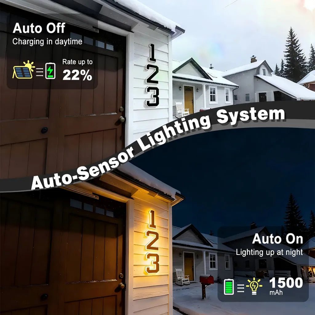 9-Inch Waterproof LED Solar Lighted House Numbers for Outside