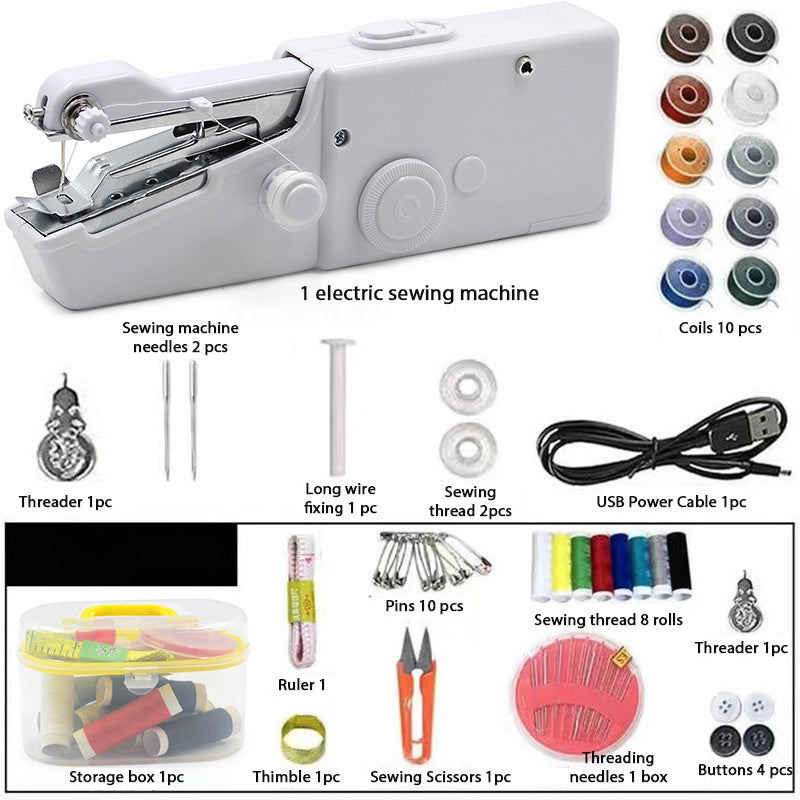35-teiliges Zubehör, tragbare Handnähmaschine, batteriebetrieben und einfach zu bedienen für Anfänger, automatische elektrische Mini-Nähmaschine, geeignet für DIY, Stoffe, Kleidung, Zuhause, Reisen.