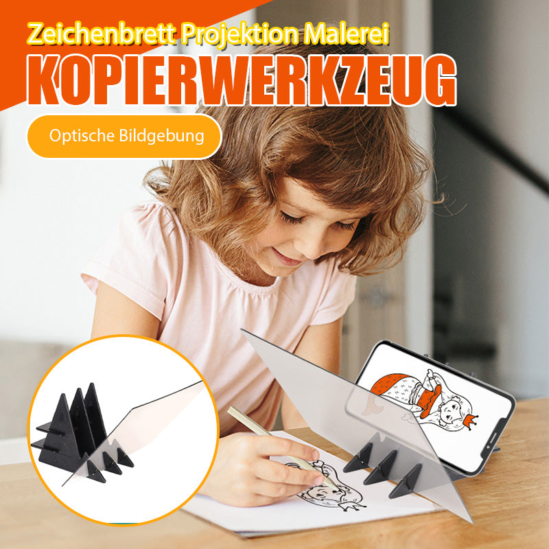 Durchscheinendes Zeichenbrett, Projektionsleinwand, Mal- und Kopierwerkzeug