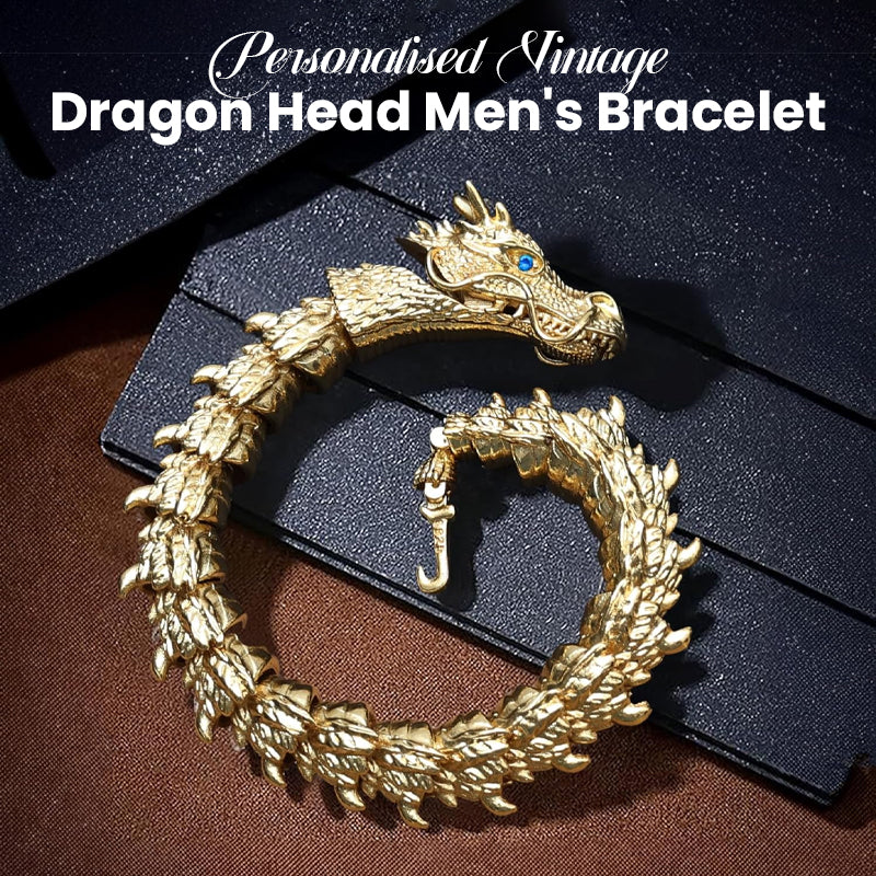 Originales handgefertigtes personalisiertes Retro Drachenkopf Herrschendes Herrenarmband