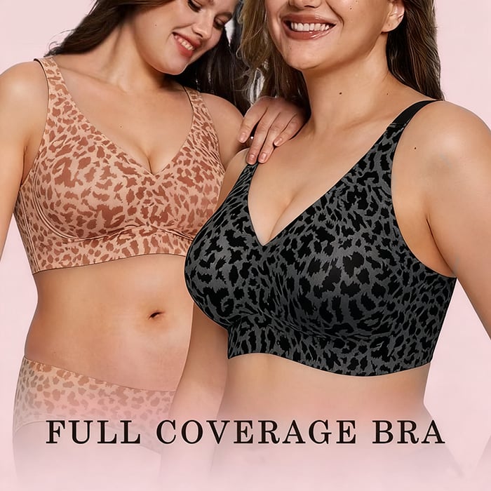 🏆LAST DAY SALE 46% OFF 🔥Super Firming Leopard Print Jelly Bra | Women Wirefree Bras 👍No More Sagging Breasts