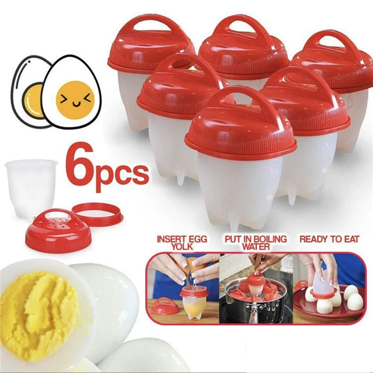 6 Pcs/Set Silikon-Ei gekocht