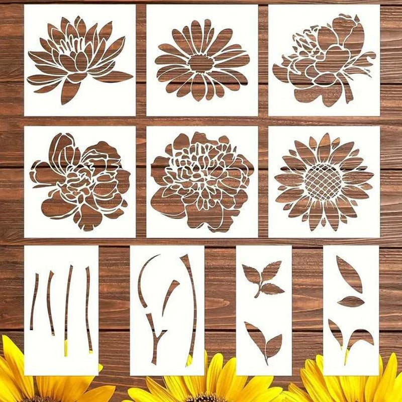 Blühende Blumen Schablonenset🌻DIY Dekoration