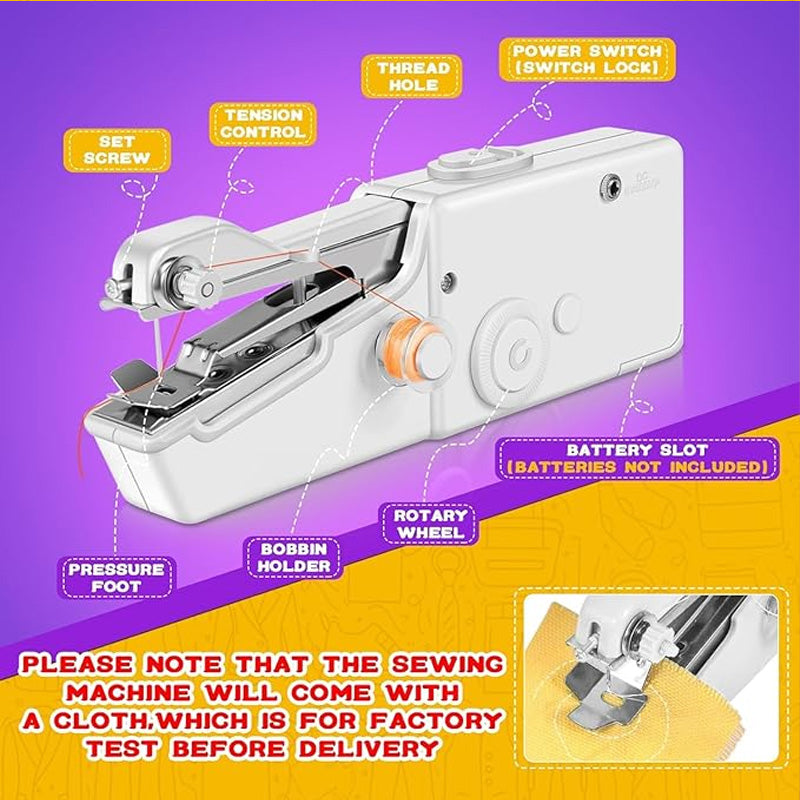 35-teiliges Zubehör, tragbare Handnähmaschine, batteriebetrieben und einfach zu bedienen für Anfänger, automatische elektrische Mini-Nähmaschine, geeignet für DIY, Stoffe, Kleidung, Zuhause, Reisen.