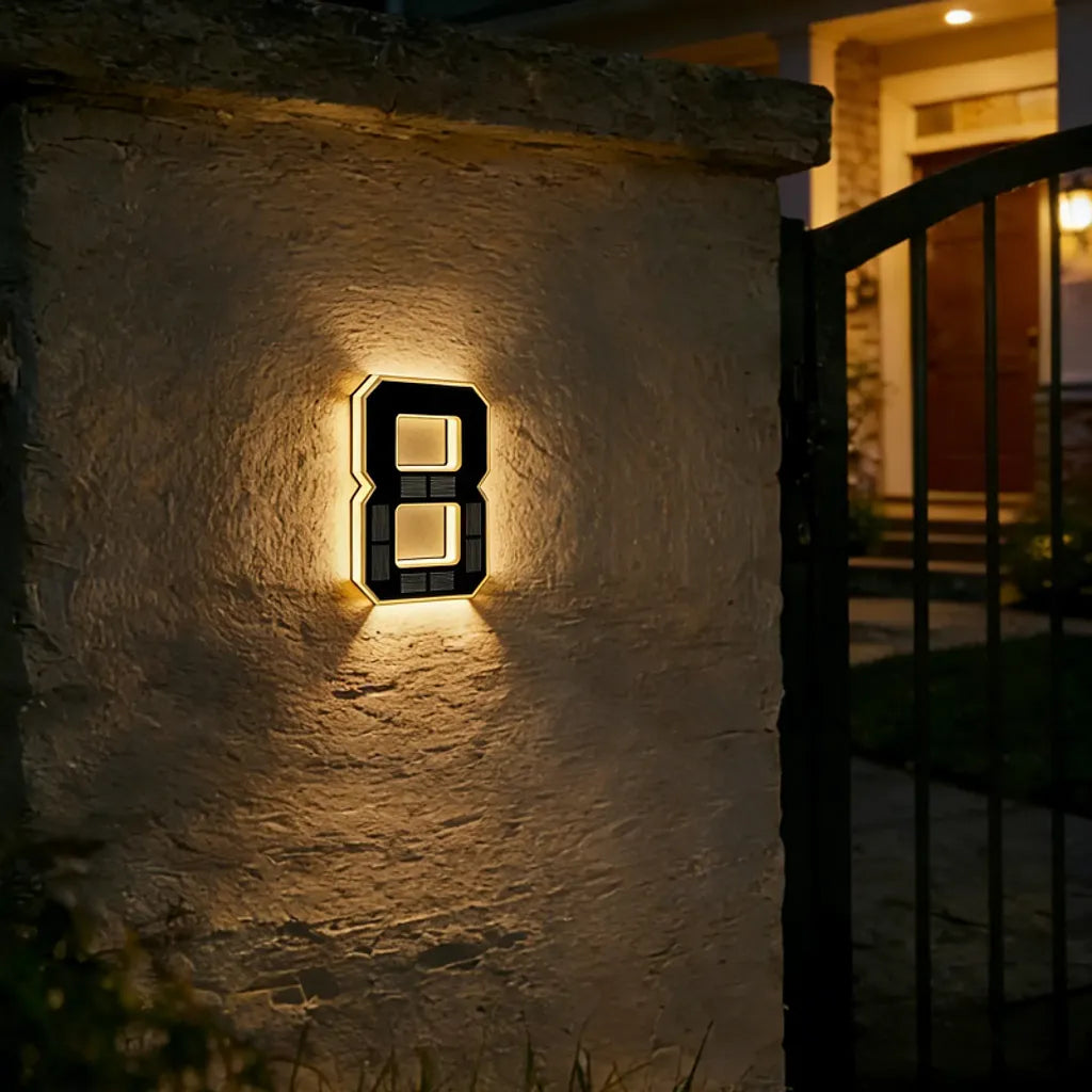 9-Inch Waterproof LED Solar Lighted House Numbers for Outside