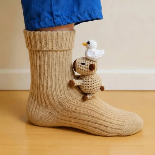 Útulné 3D pletené ponožky se zvířátky