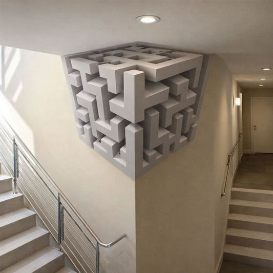 🧩 Modern Geometric Corner Wall Sculpture