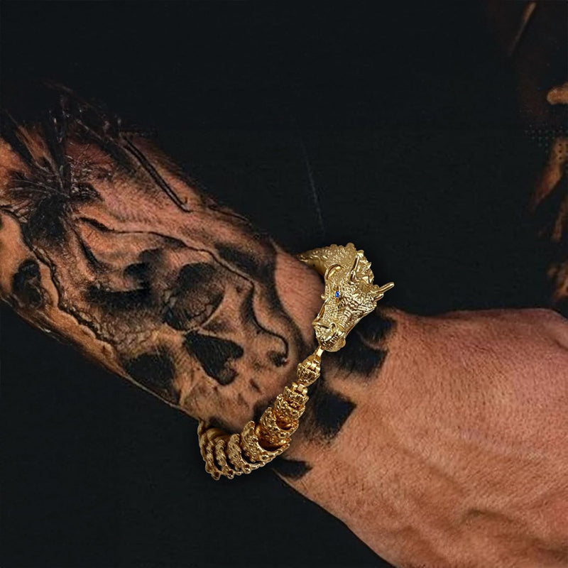 Originales handgefertigtes personalisiertes Retro Drachenkopf Herrschendes Herrenarmband