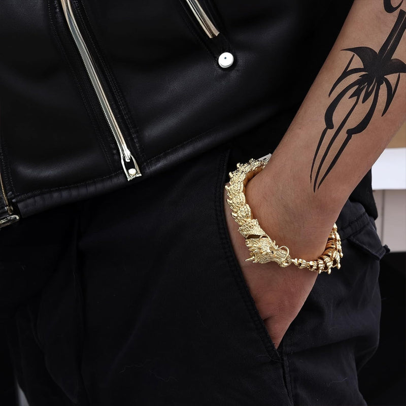 Originales handgefertigtes personalisiertes Retro Drachenkopf Herrschendes Herrenarmband