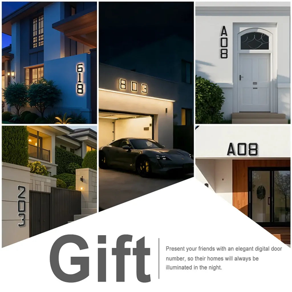 9-Inch Waterproof LED Solar Lighted House Numbers for Outside