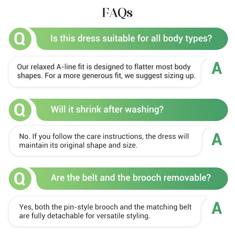 Women's 3/4 Sleeve Pleated Round Neck Midi Dress with Belt