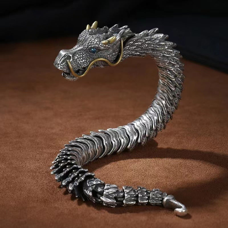 Originales handgefertigtes personalisiertes Retro Drachenkopf Herrschendes Herrenarmband