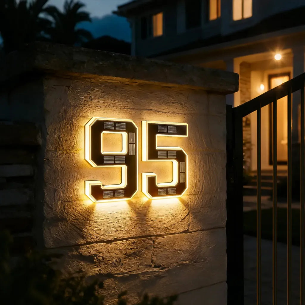 9-Inch Waterproof LED Solar Lighted House Numbers for Outside